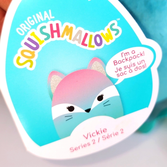 VICKIE 🦊🎒 Pink & Blue Fox BACKPACK Original Squishmallow by Kelly Toy ☆》NWT《☆ - Picture 3 of 7